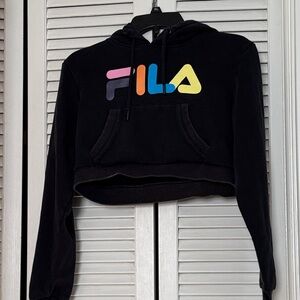 Fila Multicolor Logo Black Hoodie Sweater